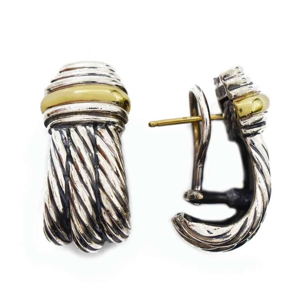 DAVID YURMAN 2-TONE CABLE EARRINGS
